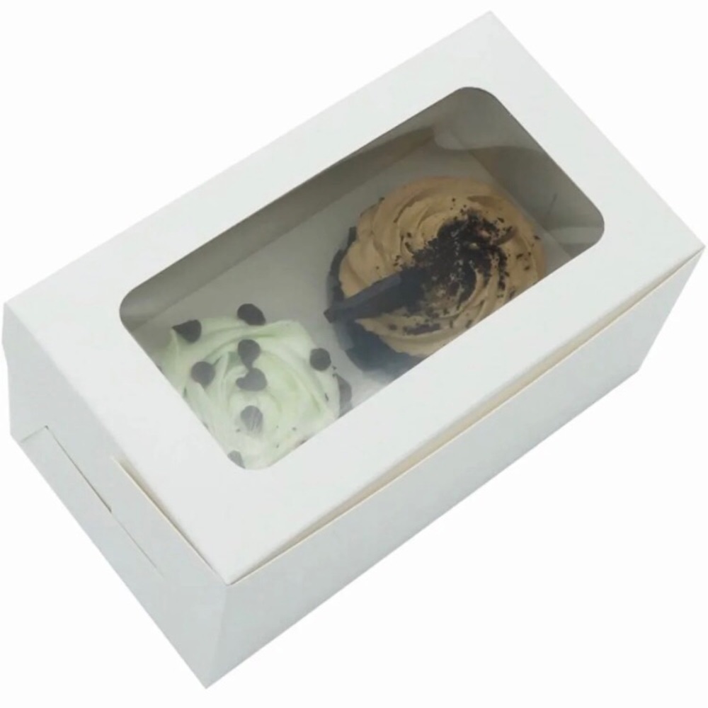 White Cupcake Bakery Boxes Double 25 Count